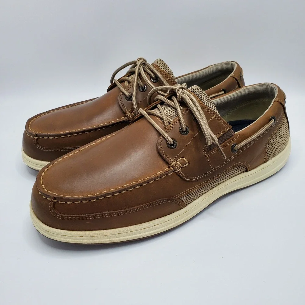 Dockers Beacon Brown Leather Boat Shoes Loafers Mens Size 11 Wide